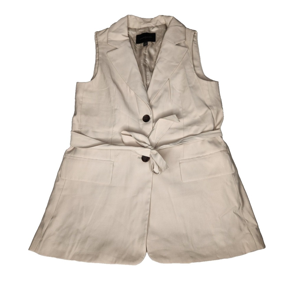 Banana Republic Womens Cream Sleeveless Blazer Vest Waist Size XS Professional